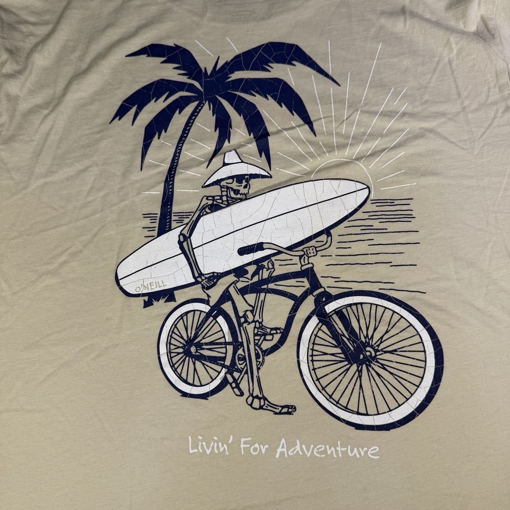 O'Neill Men's Skeleton Surf Tee XL Livin For Adventure Beach Cruiser Shirt NWT